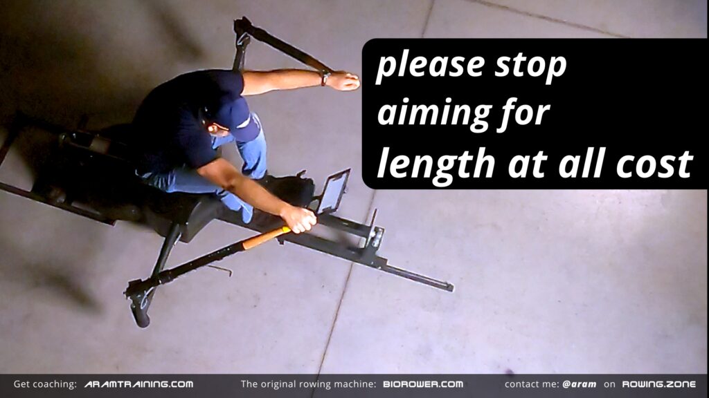 Professional rowing coach Aram from aramtraining.com explains how to get a longer rowing stroke that is effective
